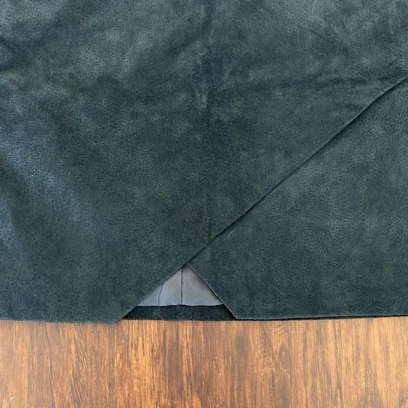 Mango Genuine Suede Leather Navy Blue Mini Skirt - Picture 4 of 7